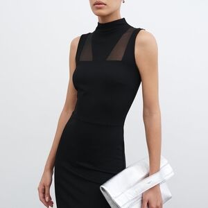 Marcella NYC Amelia Midi Dress Black Size M NWT